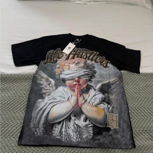 Hustler Hollywood Black T-Shirt with Rhinestone Design